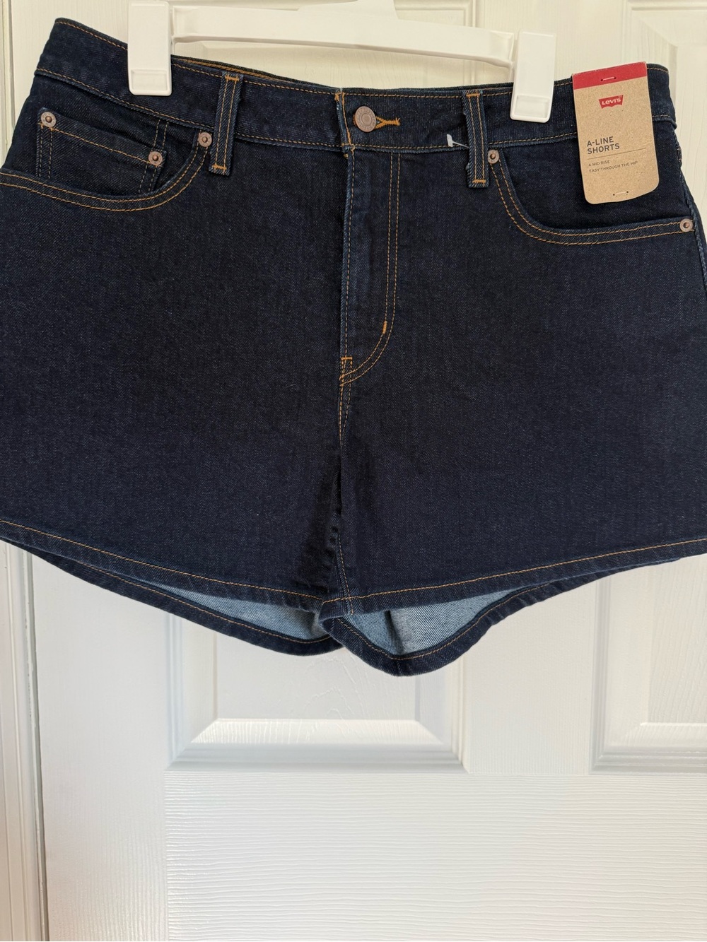Levi's Dark Indigo High-Rise A-Line Denim Shorts
